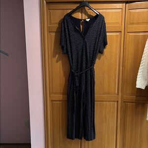 Adorable J. Jill Navy and White Polka Dot Jumpsuit